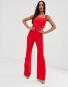 Vesper Square Neck Jumpsuit-red