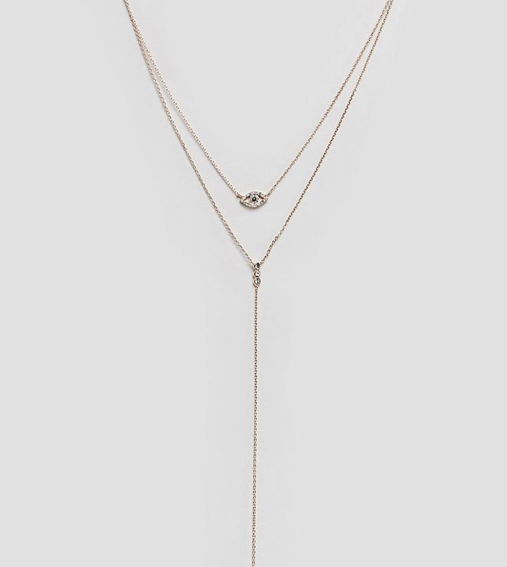 Aldo Double Strand Drop Necklaces With Evil Eye - Gold