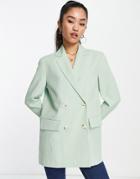 Miss Selfridge Oversized Blazer In Sage Green - Part Of A Set