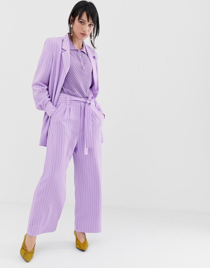 Gestuz Tara Pinstripe Wide Leg Pants - Purple