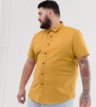 Asos Design Plus Regular Fit Casual Oxford Shirt In Mustard-yellow