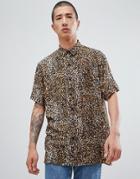 Bershka Shirt In Leopard Print - Tan