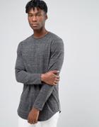 Asos Nepp Jersey Super Longline Long Sleeve T-shirt With Curve Hem - Gray