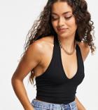 Asos Design Petite Halter Neck Crop Top In Black