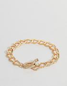 Asos Design Chain Bracelet In Gold With Snake - Gold
