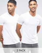 Armani Jeans T-shirt With V Neck 2 Pack In White - White