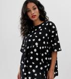 Asos Design Maternity Smock Top In Ditsy Print - Black