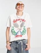 Pull & Bear Oversized T-shirt With Tennis Graphic In White