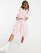 Object Printed Shirt Dress With Collar Detail In Red Print-multi