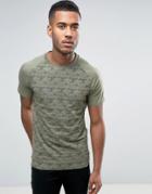 Jack & Jones Core T-shirt With Digital Camo Print And Raglan Sleeve - Green
