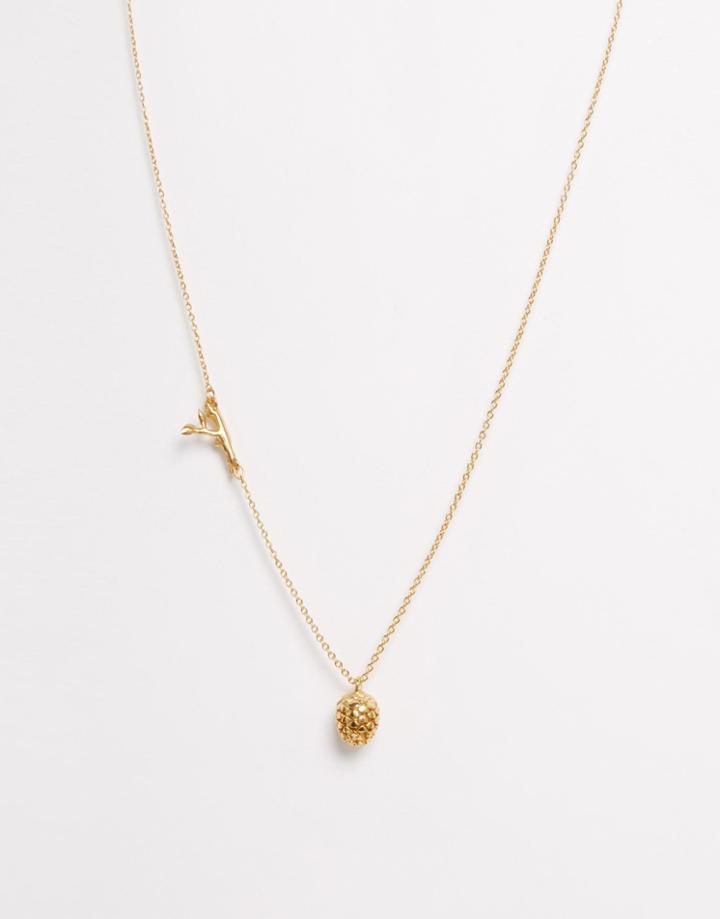 Bill Skinner Pinecone Pendant Necklace - Gold