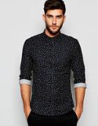 Asos Skinny Shirt With Random Print In Long Sleeve - Black