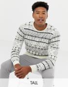 Threadbare Tall Reindeer Jacquard Holidays Sweater-cream