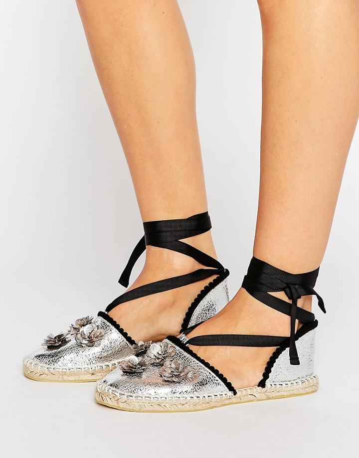 Asos Jayci Embellished Espadrilles - Silver
