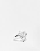 Asos Design Festival Fashion Ring With Melting Heart In Silver Tone
