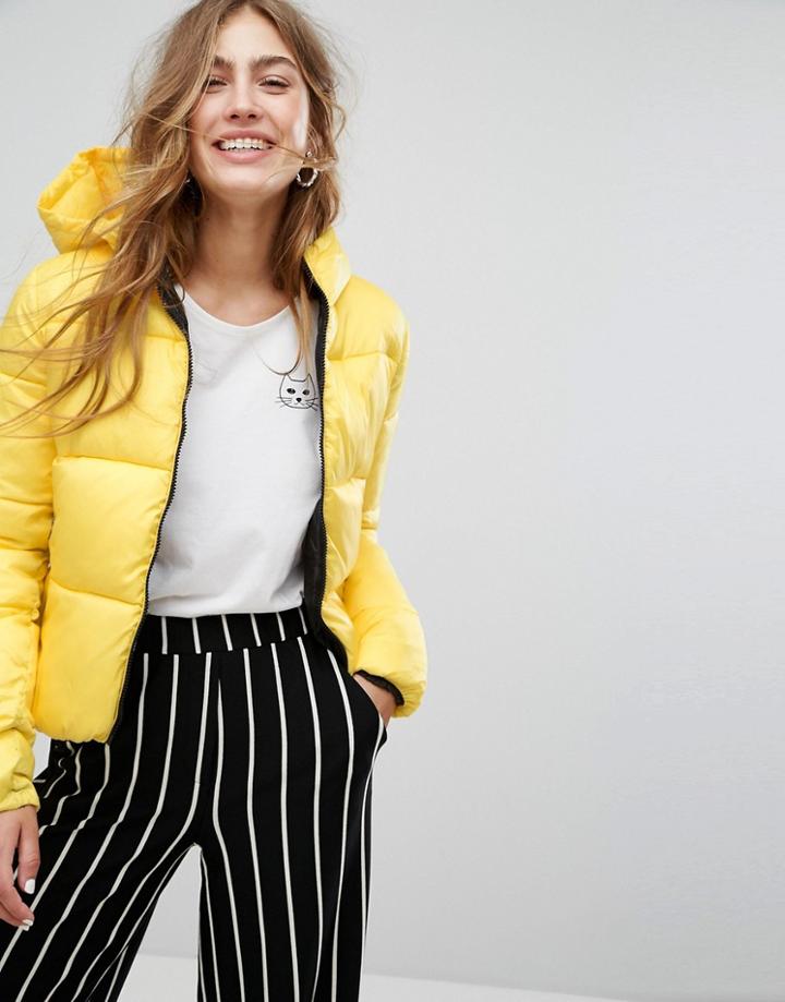 Bershka Mid Weight Padded Jacket - Yellow