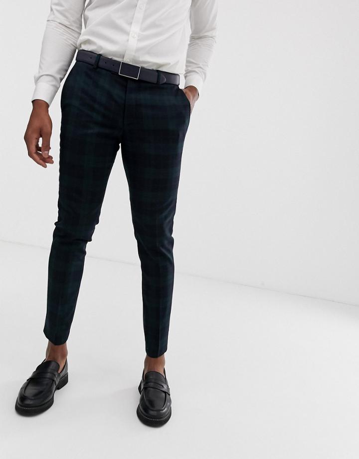 River Island Smart Pants In Green Check - Green