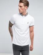 Brave Soul Knitted Collar Logo Polo Shirt - White