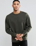 Asos Oversized Sweatshirt In Khaki - Green