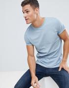 Asos Design T-shirt With Roll Sleeve - Blue