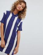 Pull & Bear Rugby Dress In Color Block Blue - Multi