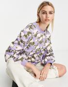 & Other Stories Organic Cotton Floral Print Sweatshirt In Lilac-purple