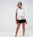 Asos Design Maternity Basic Ruched Side Shorts In Black - Black
