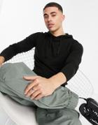 Threadbare Soft Touch Hooded Sweater In Black