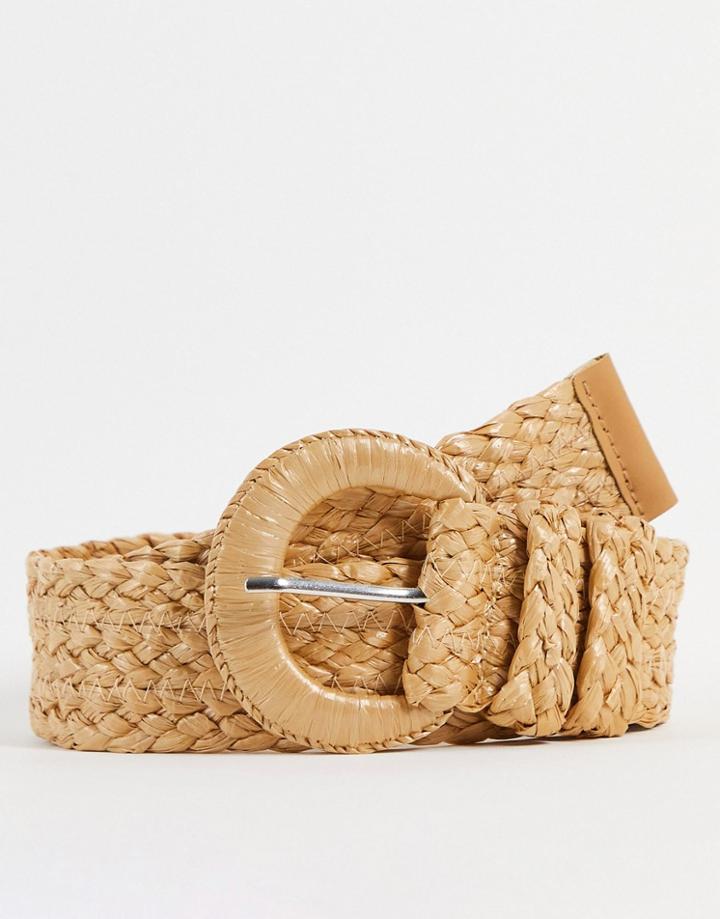 My Accessories London Woven Waist And Hip Belt In Straw-neutral