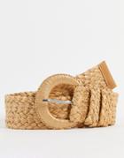 My Accessories London Woven Waist And Hip Belt In Straw-neutral