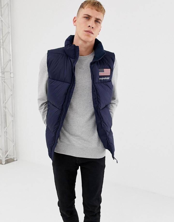 Penn Sport Vest In Navy With Back Logo - Navy