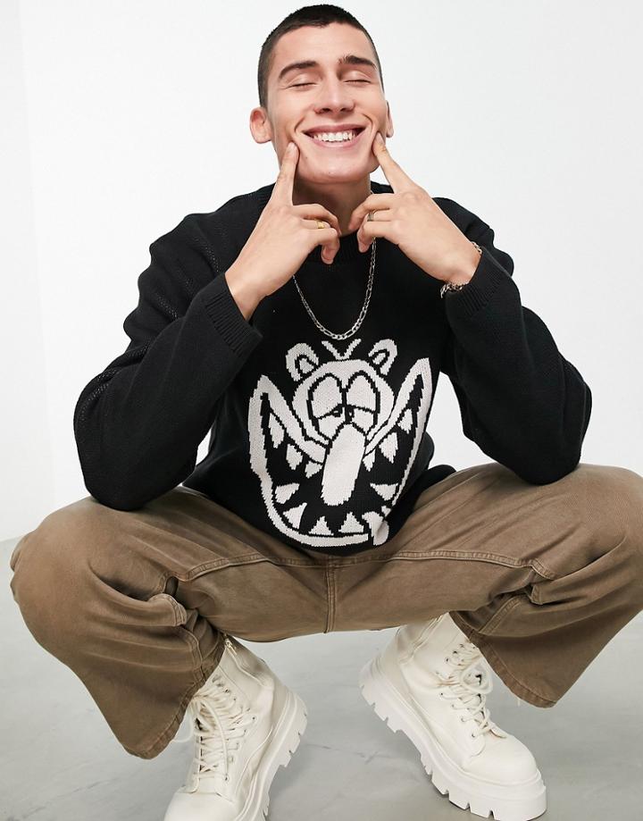 Weekday Jochum Monster Sweatshirt In Black