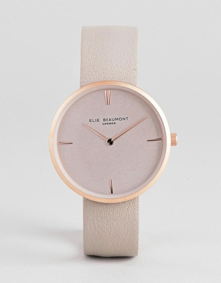 Elie Beaumont Watch With Rose Gold Case And Stone Strap - Stone