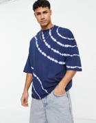 Asos Design Oversized T-shirt In Spiral Tie Dye-blue