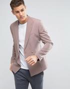 Asos Skinny Double Breasted Blazer In Pink - Pink