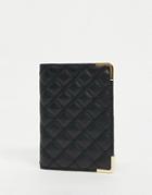 Asos Design Passport Holder In Diamond Quilt-black