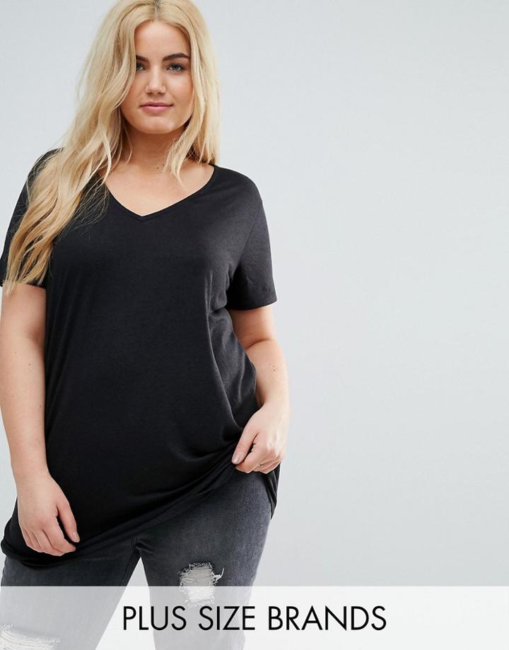 New Look Curve Textured Boyfriend Tee - Black