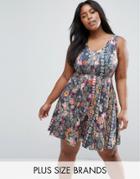 Closet Plus Skater Dress In Floral Print - Multi