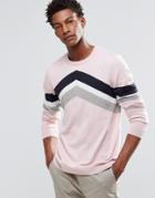 Asos Chevron Stripe Design Sweater - Pink