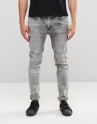 Kubban Super Acid Wash Biker Jean - Black