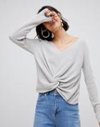 Asos Design Knot Front Sweater-gray