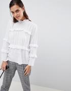 Y.a.s Tiered High Neck Blouse - White