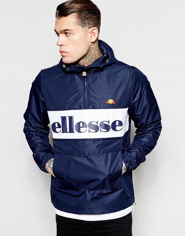Ellesse Overhead Jacket With Large Logo - Dress Blue