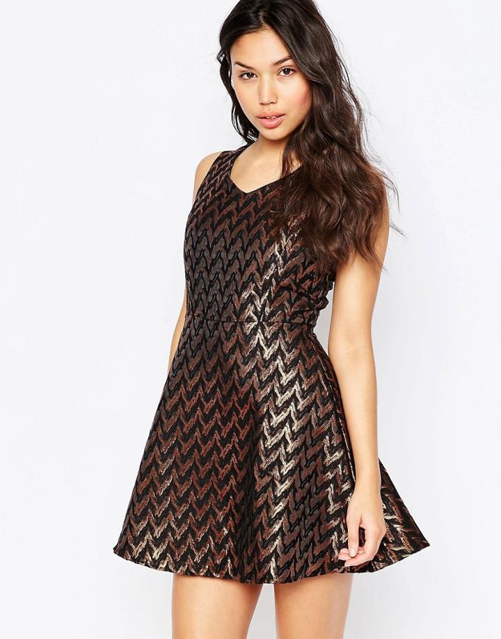 Madam Rage Skatter Dress In Metallic Jacquard - Gold