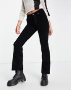 Asos Design Low Rise Rigid Flare Jean In Black Cord