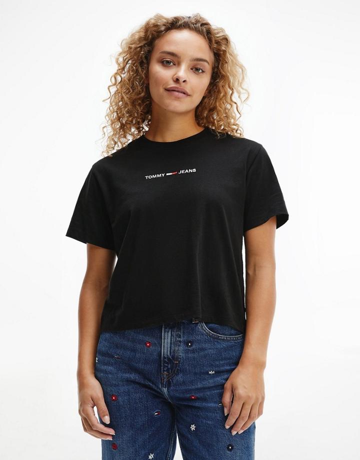Tommy Jeans Linear Logo T-shirt In Black