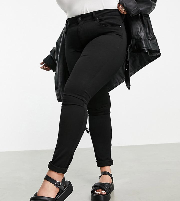 Only Curve Augusta High Waist Skinny Jeans In Black