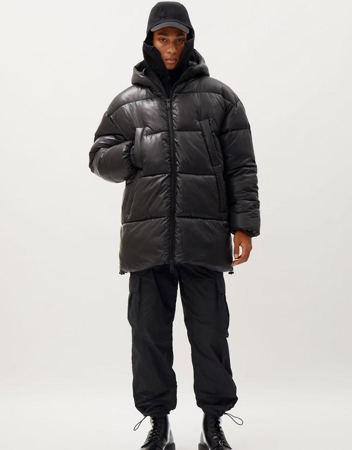 Weekday Ruben Oversized Puffer Jacket In Black-grey