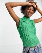 Monk Recycled Cable Knitted Sweater Vest In Bright Green