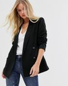 Vila Double Breasted Oversized Blazer-black